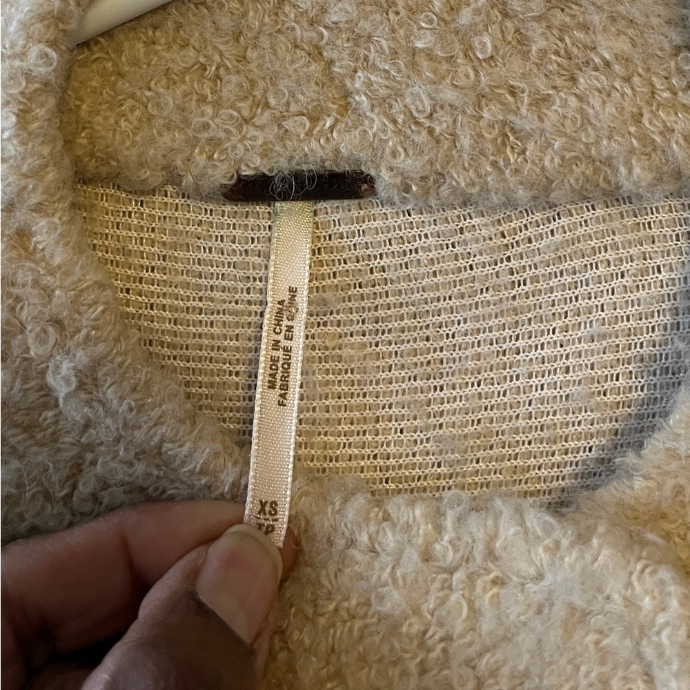 Free People Military Bell Sleeve Wool Blend Teddy Fuzzy Coat Size XS In Oatmeal - Picture 10 of 13